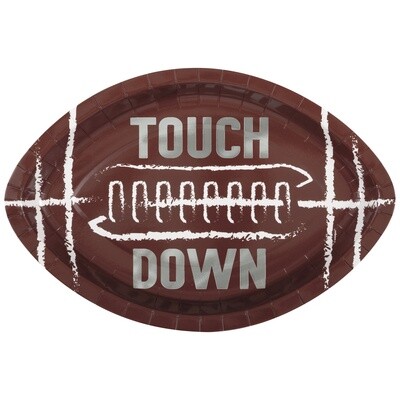 "Touchdown" Football Shaped 12" Plates 8ct