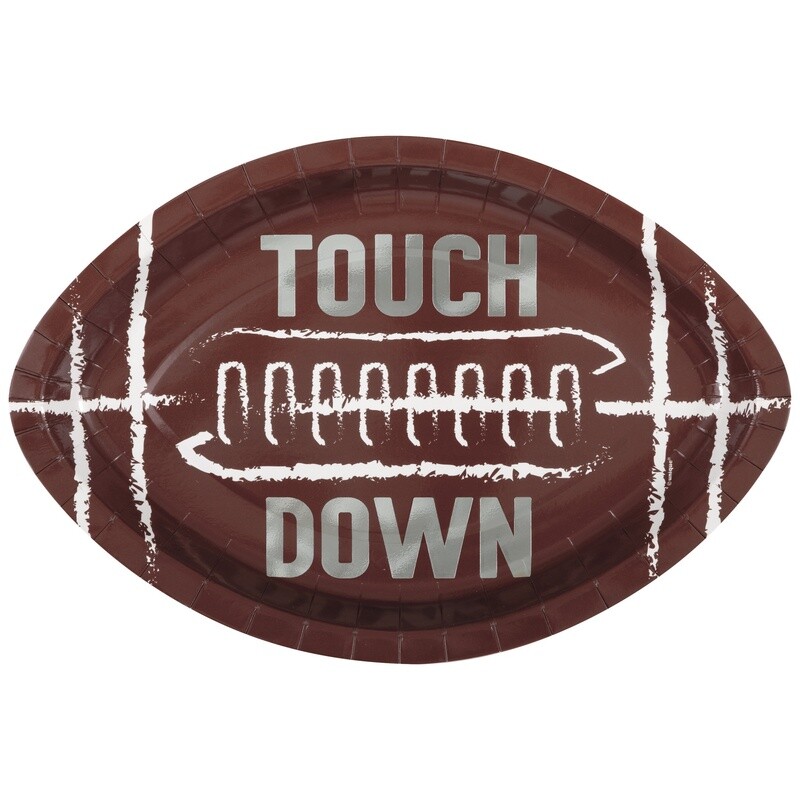 &quot;Touchdown&quot; Football Shaped 12&quot; Plates  8ct
