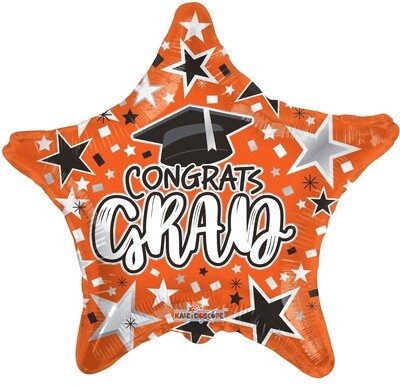 18” Orange Congrats Grad Star Mylar