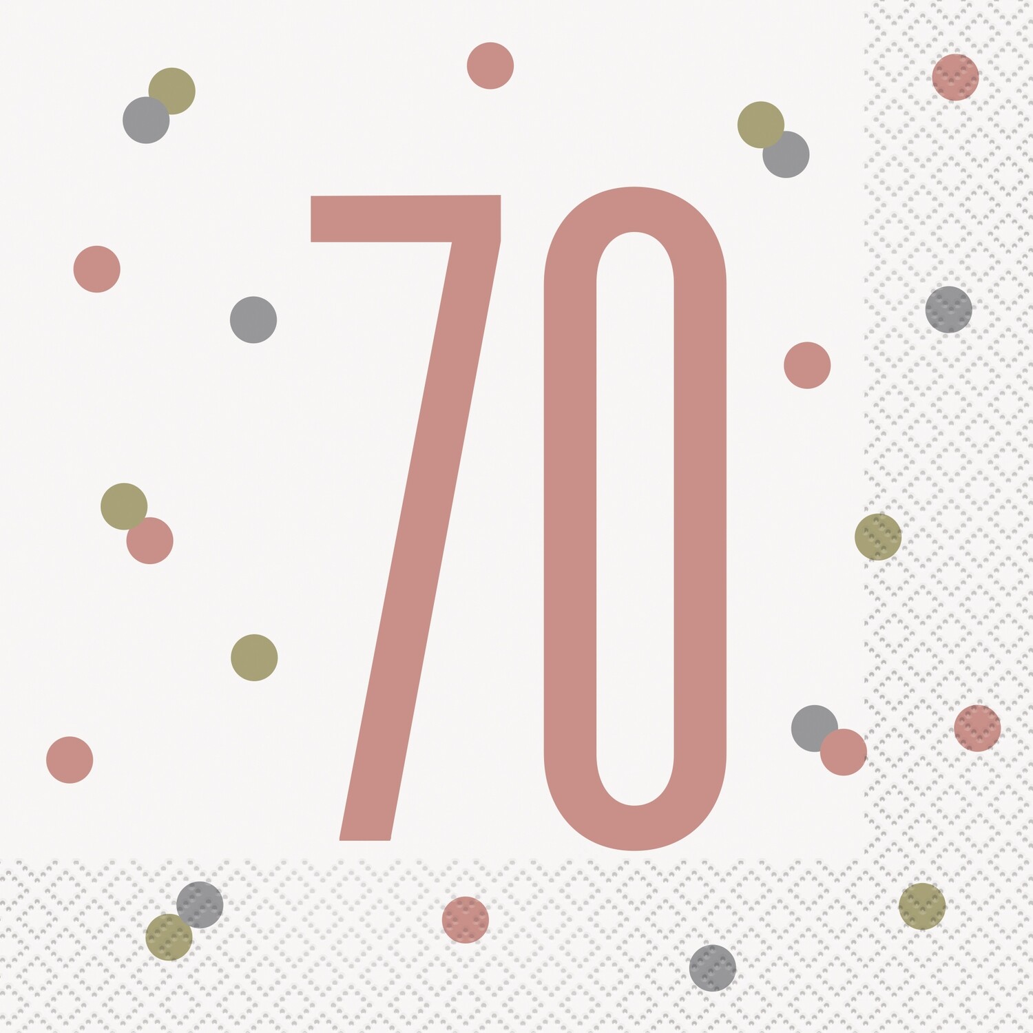 Glitz Rose Gold &quot;70&quot; Luncheon Napkins, 16ct
