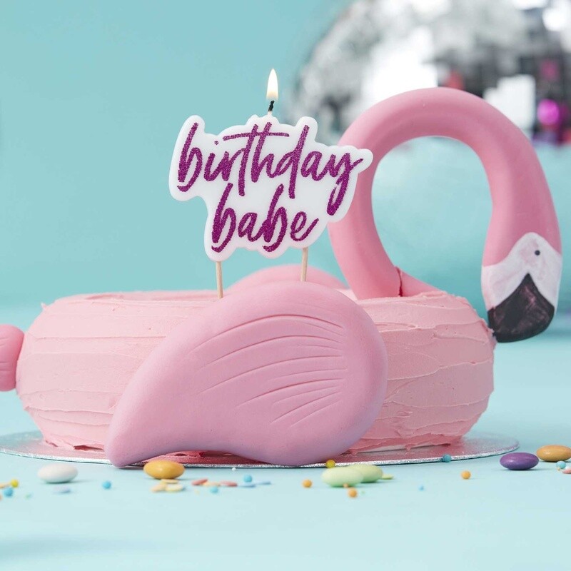 Pink &#39;Birthday babe&#39; Candle