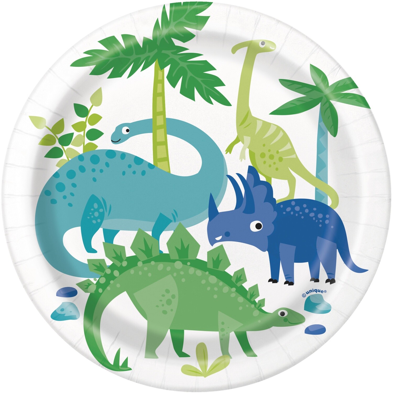Dinosaur Blue &amp; Green Round 7&quot; Dessert Plates, 8ct