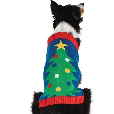 Christmas Tree Pet Ugly Sweater- L