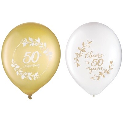 Happy 50th Anniversary Latex Balloons, 15 ct