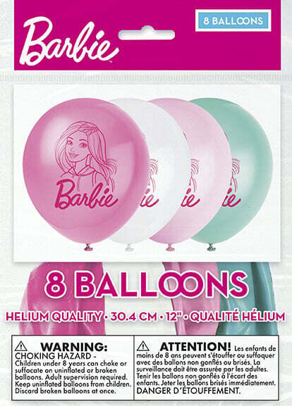 Barbie Assorted Color 12&quot; Latex Balloons  8ct