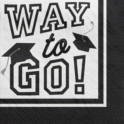 Graduation &quot;Way To Go!&quot; White Beverage Napkins, 40ct