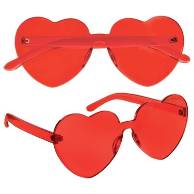 Frameless Red Heart Shaped Glasses, 1ct