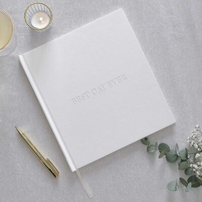 White Embossed 'Best Day Ever' Wedding Photo Album
