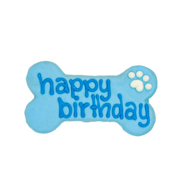 Blue 'Happy Birthday' Dog Bone Pet Cookie