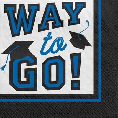 Graduation "Way To Go!" Blue Beverage Napkins, 40ct