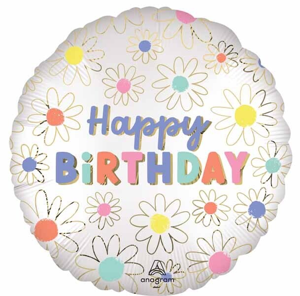 Satin Daisies &quot;Happy Birthday&quot; 18&quot; Mylar Balloon