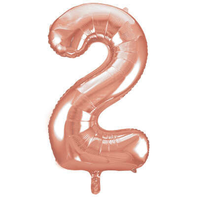Rose Gold Number 2 Shaped Foil Balloon 34&quot; Packaged -Unique