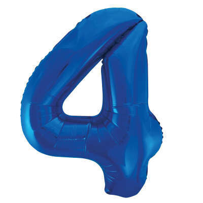 Blue Number 4 Shaped Foil Balloon 34&quot; Packaged -Unique