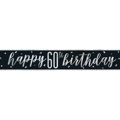 Glitz Black 60th Birthday Banner 9FT