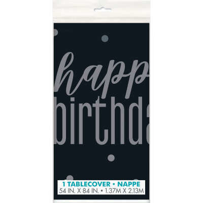 Glitz Black Happy Birthday Tablecloth 54" x 84" Glitz Black Happy Birthday Tablecloth 54" x 84"
