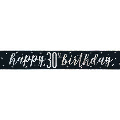 Glitz Black 30th Birthday Banner 9FT