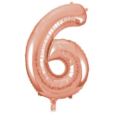 Rose Gold Number 6 Shaped Foil Balloon 34&quot;-Unique