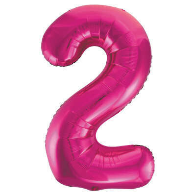 Hot Pink Number 2 Shaped Foil Balloon 34&quot; Packaged -Unique