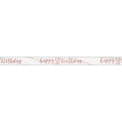 Glitz Rose Gold 50th Birthday Banner 9FT Glitz Rose Gold 50th Birthday Banner 9FT