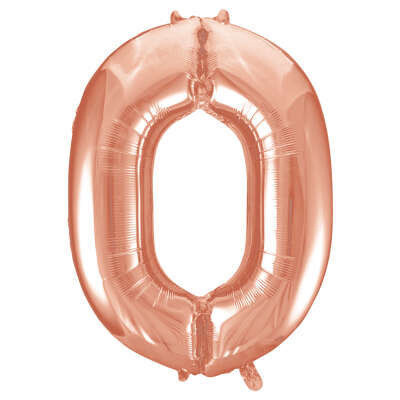Rose Gold Number 0 Shaped Foil Balloon 34&quot; Packaged -Unique