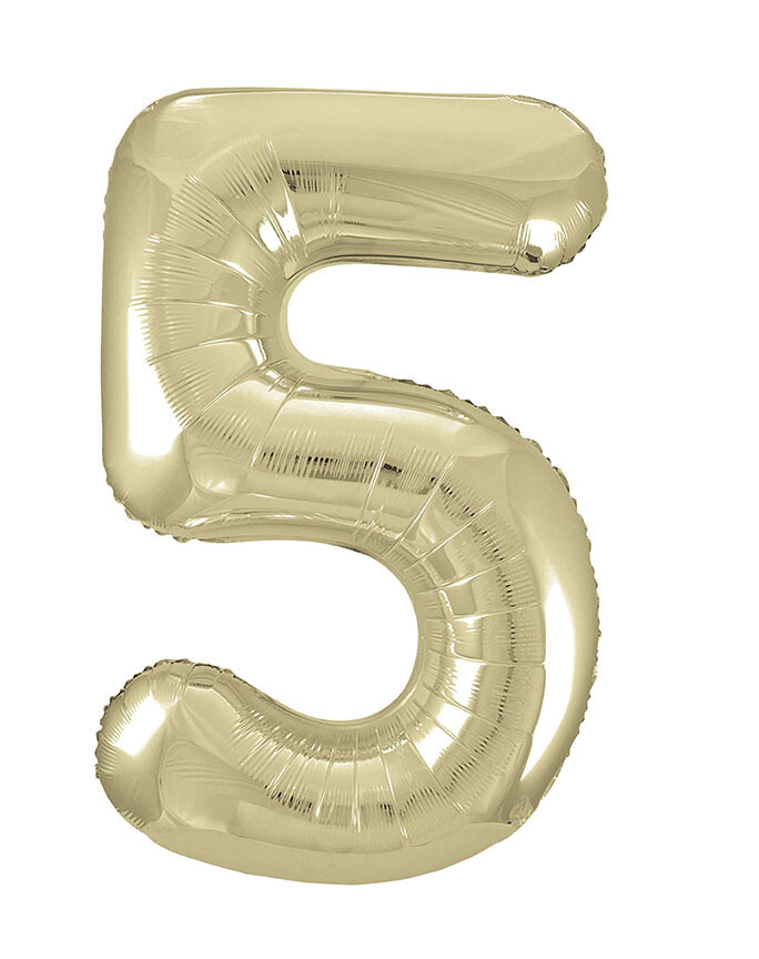 New Gold Number 5 Shaped Foil Balloon 35&quot; -Unique