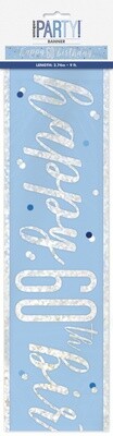 Glitz Blue 60th Birthday Banner 9FT