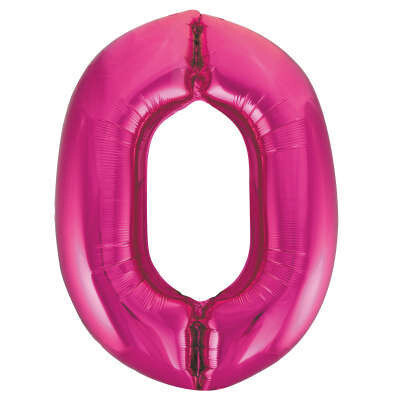 Hot Pink Number 0 Shaped Foil Balloon 34&quot; Packaged- Unique