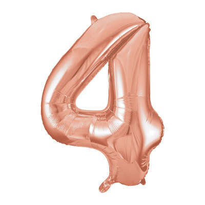 Rose Gold Number 4 Shaped Foil Balloon 34&quot; Packaged -Unique