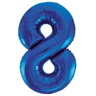 Blue Number 8 Foil Balloon 34&quot; Packaged -Unique