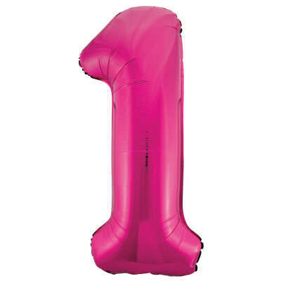 Hot Pink Number 1 Shaped Foil Balloon 34&quot; Packaged -Unique