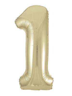 34” New Gold Number 1 Mylar Balloon Packaged- Unique