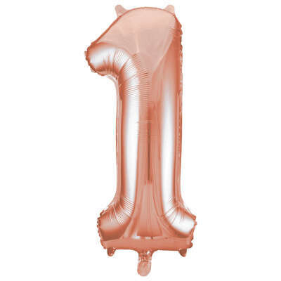 Rose Gold Number 1 Shaped Foil Balloon 34&quot; Packaged -Unique