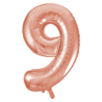 Rose Gold Number 9 Shaped Foil Balloon 34&quot; Packaged- Unique