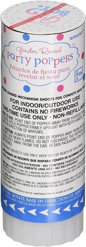 Blue Gender Reveal Poppers Single Popper