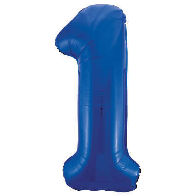Blue Number 1 Shaped Foil Balloon 34&quot; Packaged -Unique