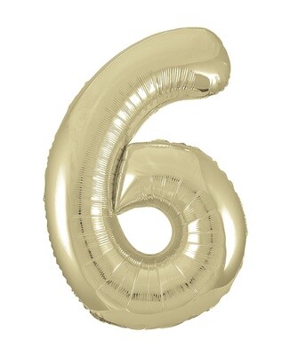 New Gold Number 6 Shaped Foil Balloon 34&quot; Packaged -Unique
