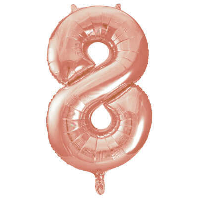 Rose Gold Number 8 Shaped Foil Balloon 34&quot; Packaged-Unique