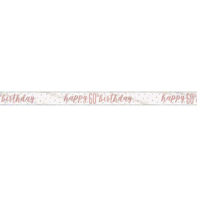 Glitz Rose Gold 60th Birthday Banner 9FT