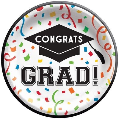 No More Books Congrats Grad 6 3/4&quot; Round Plates