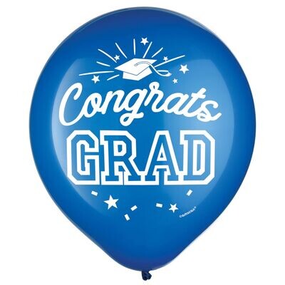 Grad Latex Balloons - Blue, 15ct