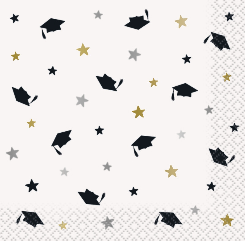 Stars and Caps Grad Beverage Napkins, 16ct