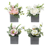Floral Arrangement with Square Pot, Assorted Florals, 18CM