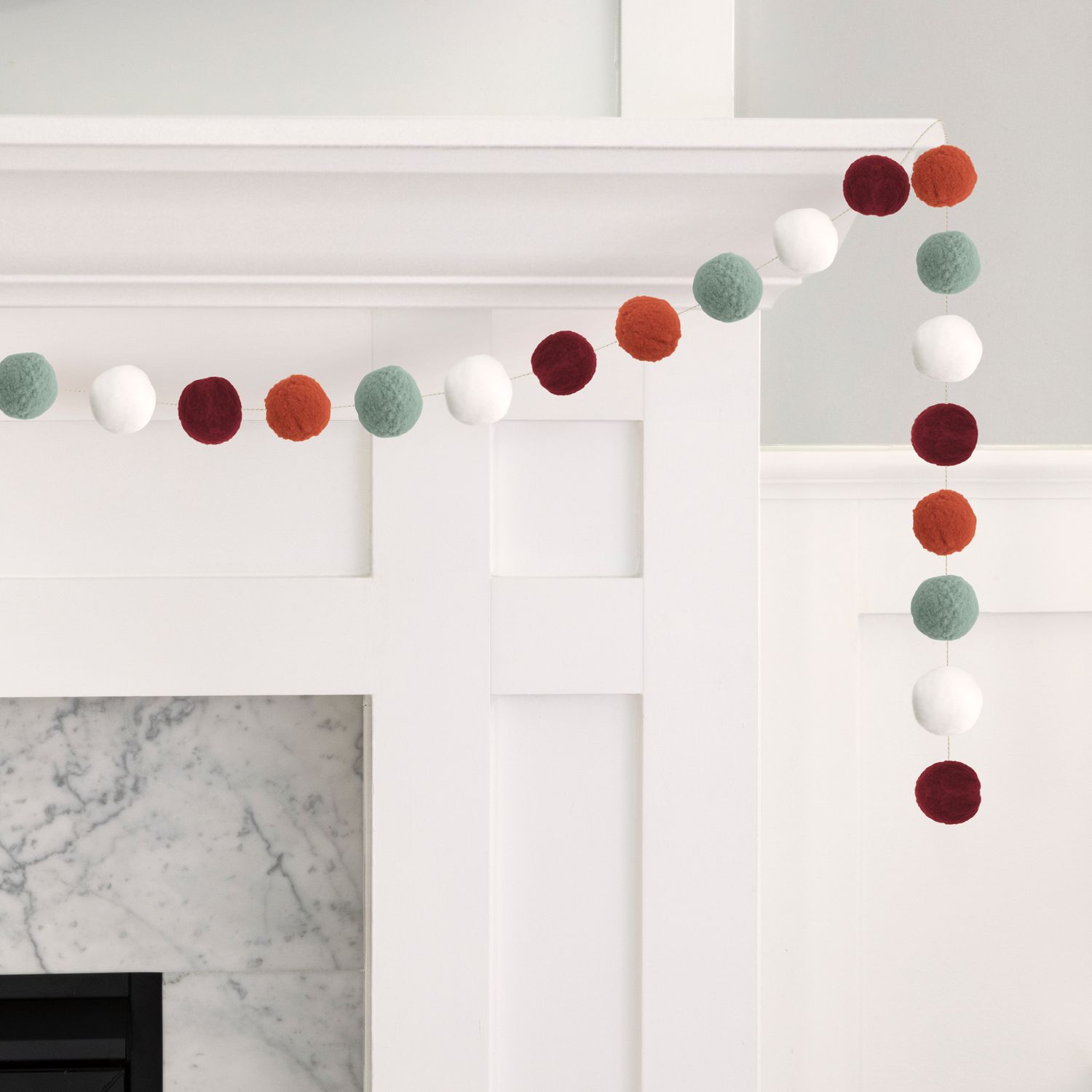 Fall Colors Felt Pom Pom Garland  7 ft