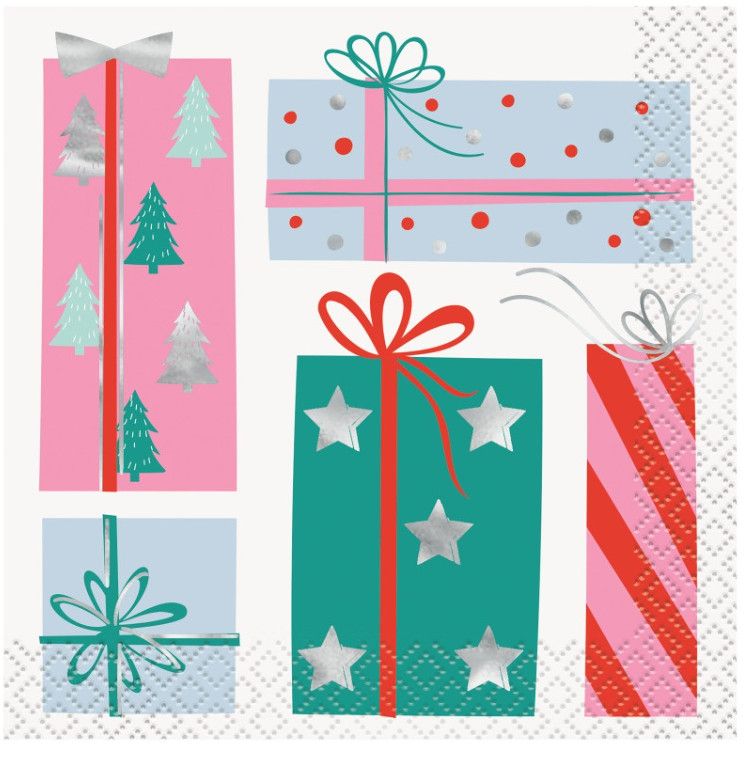 Bright Pastel Presents Beverage Napkins  16ct - Foil Stamping