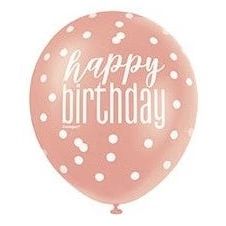 &quot;Happy Birthday&quot; Rose Gold Printed 12&quot; Latex Singles