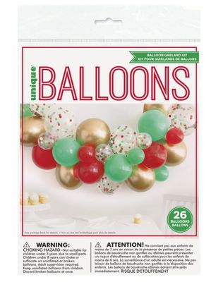 Red  Green &amp; Gold Christmas Confetti &amp; Latex Balloon Arch Kit