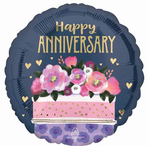 Happy Anniversary Pink Cake 18" Mylar Balloon