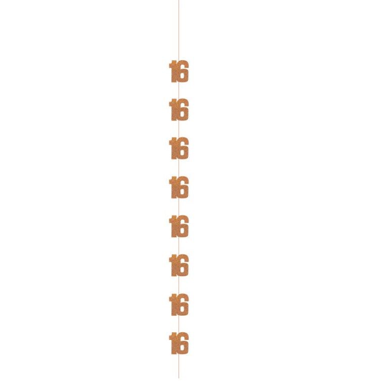 GLITZ 16 Rose Gold Hanging Decorations  5 ft