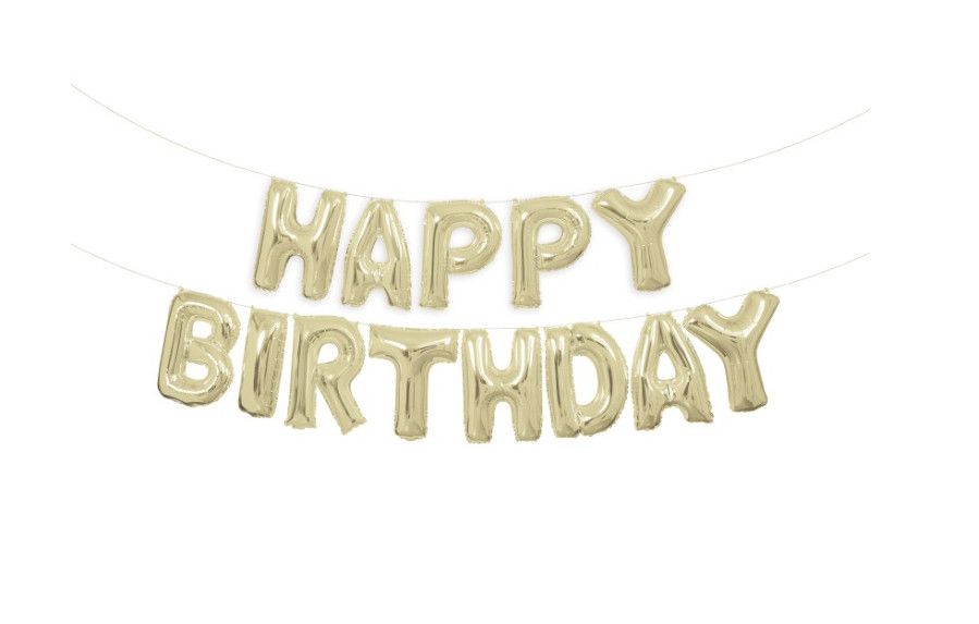 Gold ‘Happy Birthday’ Air Fill Mylar Banner