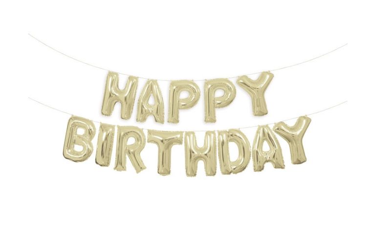 Gold ‘Happy Birthday’ Air Fill Mylar Banner